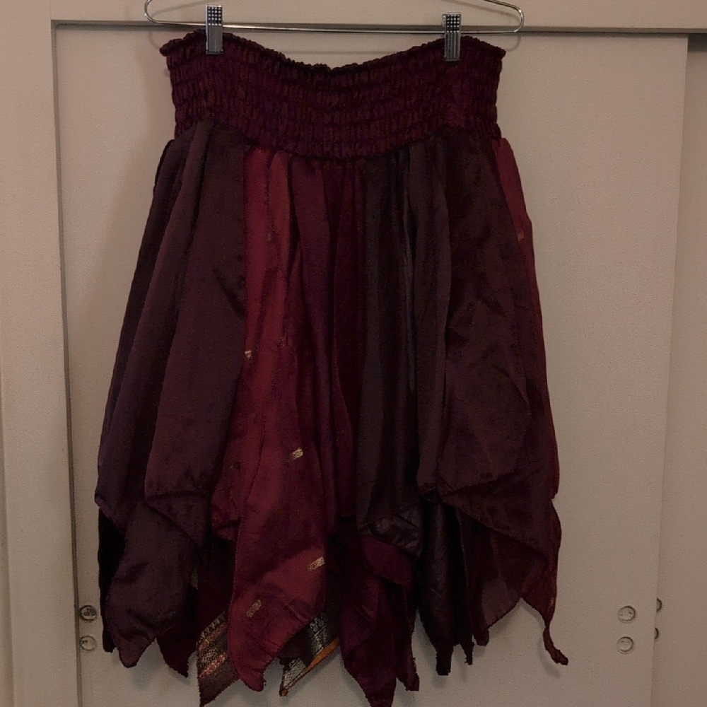 Chic Asymmetrical Burgundy Skirt